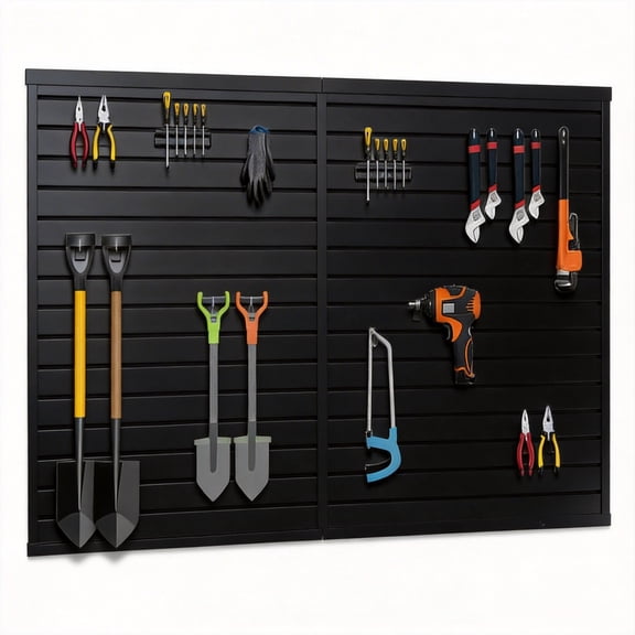 Danolapsi 8 ft x 4 ft Interlocking Slatwall Panels, Heavy Duty PVC Wall Panel Set, Wall Mounted Garage Tool Organizer for Easy Installation, Workshop, Office
