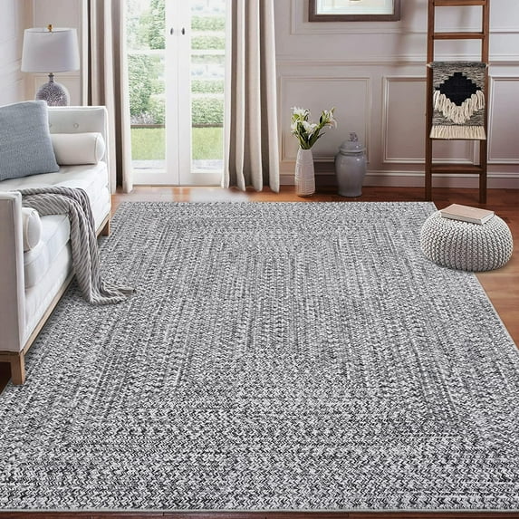Danolapsi 8x10 Area Rug Machine Washable Rug for Living Room Print Braided Indoor Accent Rug Soft Bedroom Rug Farmhouse Large Area Rug Non Slip Throw Rugs Non Shedding Stain Resistant Carpet for Home