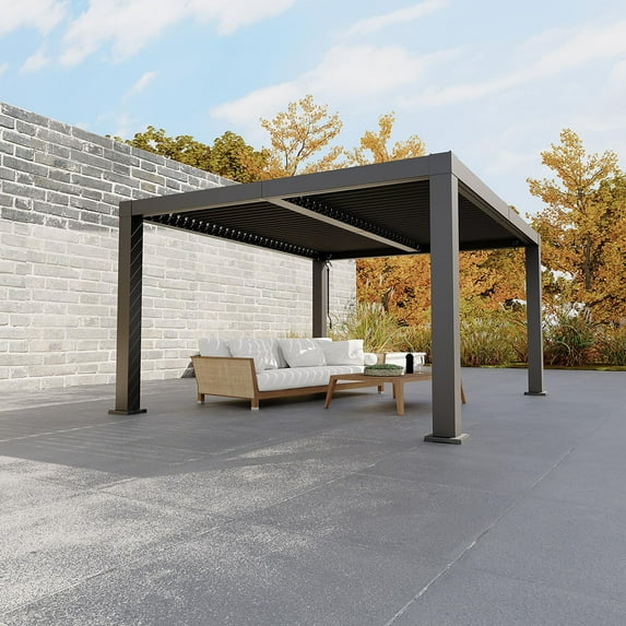 Danolapsi All-Aluminum Louvered Pergola 10' x 12', Outdoor Pergola with Adjustable Louvered Roof, Reinforced Aluminum Frame, Integrated Drainage System, Hardtop Gazebo for Patio, Deck(ship in 5 boxes)