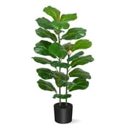 Danolapsi Artificial Fiddle Leaf Fig Tree Qinye Ficus Floor Plant Potted Fake Tropical Plant For Indoor Outdoor House Home Office Garden Modern Decoration Perfect Housewarming Gift,39"
