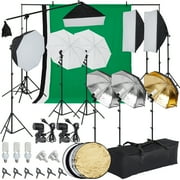 Danolapsi Backdrop Stand ، طقم إضاءة التصوير الفوتوغرافي مع الخلفيات ، 8.5ftx10ft Backdrop Stand ، 5 حوامل ترايبود ومبة ، إضاءة Softbox المستمرة ، معدات استوديو الصور