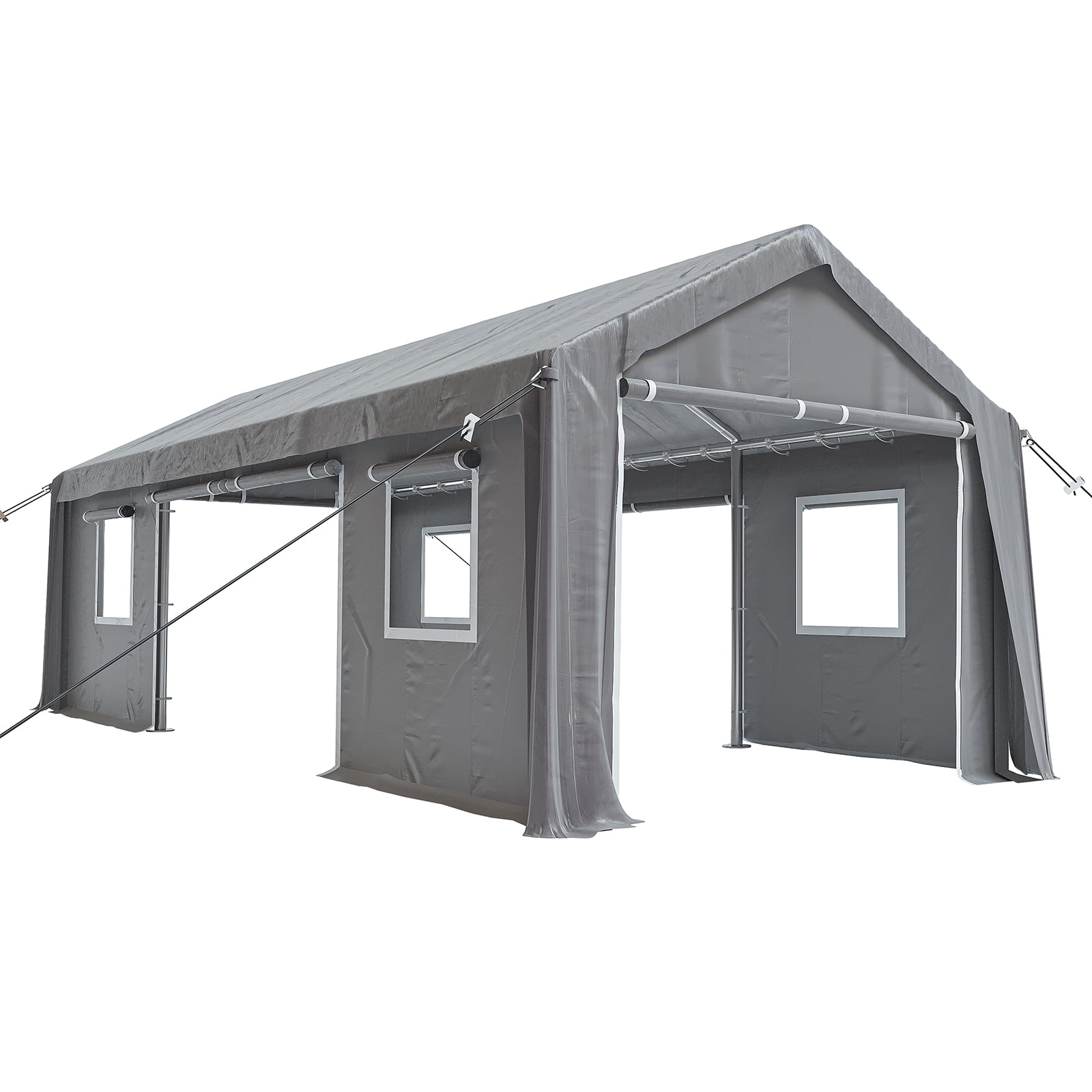 Danolapsi Carport 10'x20' Portable Garage,Reinforced Steel Poles, Heavy Duty Carport Canopy,4 Roll-up Doors & 4 Mesh Windows,for Pickup,Boat,and Equipment(ship in 2 boxes)