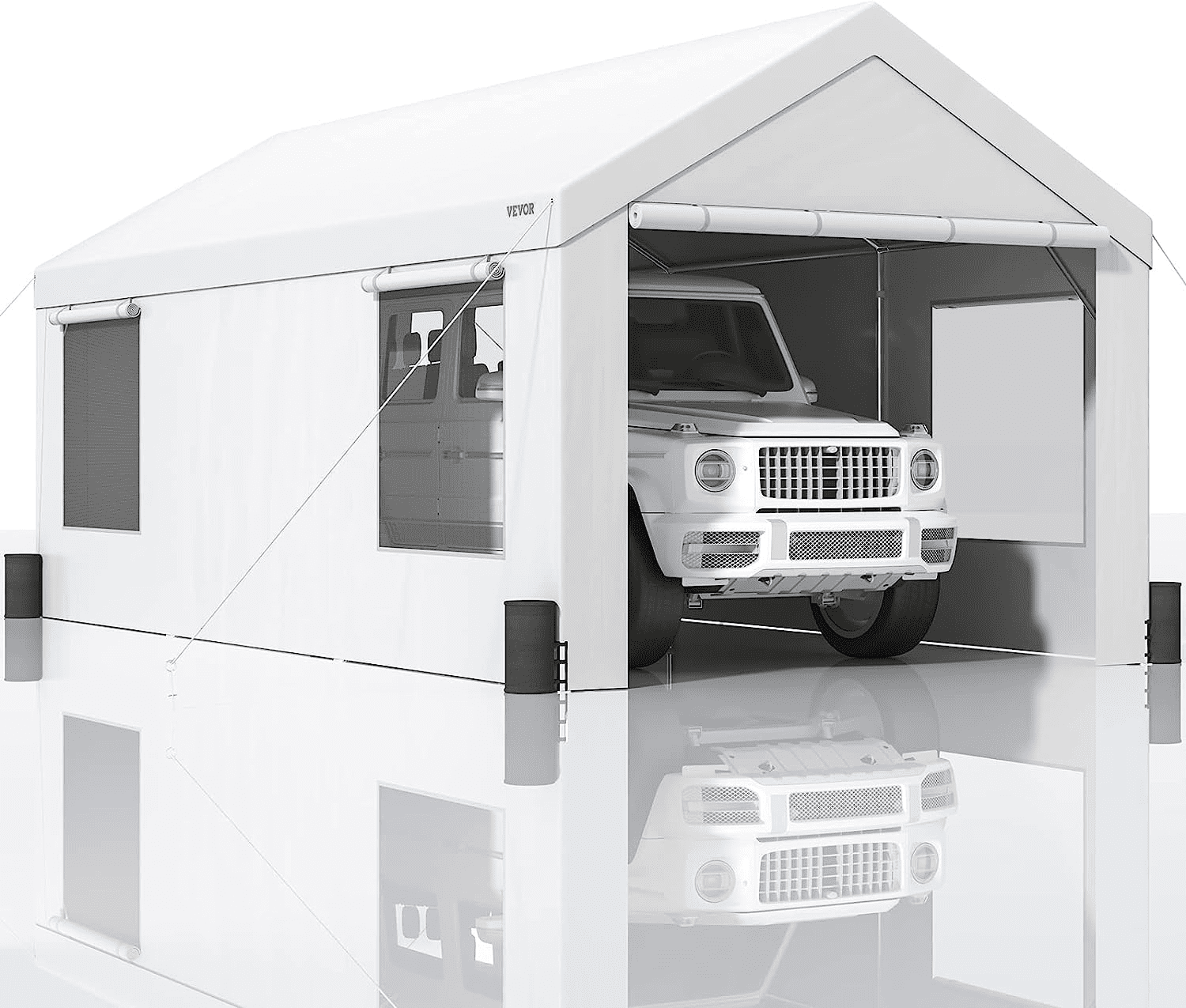 Danolapsi Carport 10'x20' Portable Garage,Reinforced Steel Poles, Heavy Duty Carport Canopy,4 Roll-up Doors & 4 Mesh Windows,for Pickup,Boat,and Equipment(ship in 2 boxes)