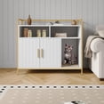thumbnail image 1 of Danolapsi Cat Litter Box Enclosure, Hidden Litter Box Furniture with 2 Open Compartments, Scratching Mat, Double-Door Storage Cabinet, Front Entry, Air Vents, Metal Frame, Indoor Cat Washroom House, 1 of 8