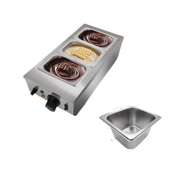 Danolapsi Chocolate Melting Machine, 2 Tanks Chocolate Tempering Machine with Lid, Stainless Steel Electric Chocolate Melting Pot for Cheese, Chocolate