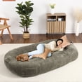 thumbnail image 1 of Danolapsi Dog Bed for Adult，Human Size Giant Dog Bed for Men and Women,Human Dog Lazy Sofa Bed for People and Pets,Washable Strip Flannel Nap Bed Adult Oval,Human-Sized Dog Bed,71”x48”x14”, 1 of 8