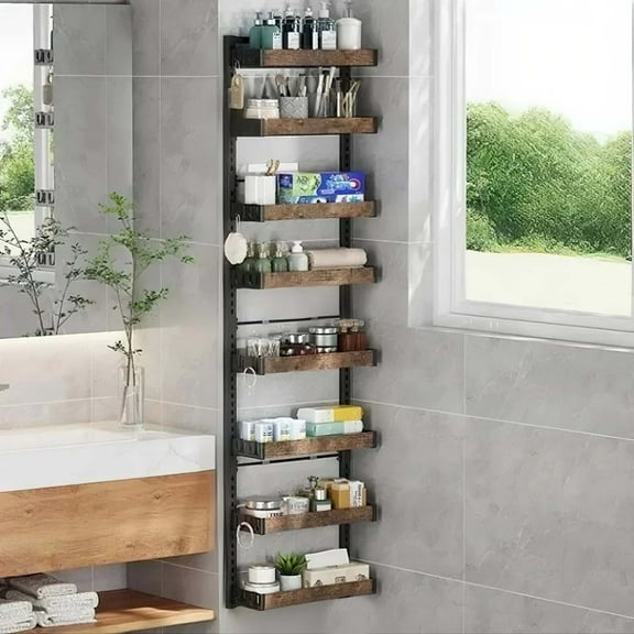 Danolapsi Over Door Storage,8-Tier Over The Door Organiser With Adjustable Basket Spice Rack Pantry Door Organizer Shelves Back Door Metal Hanging Rack for Pantry Kitchen Storage Room