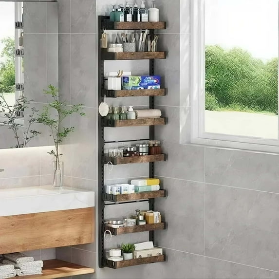 Danolapsi Over Door Storage,8-Tier Over The Door Organiser With Adjustable Basket Spice Rack Pantry Door Organizer Shelves Back Door Metal Hanging Rack for Pantry Kitchen Storage Room