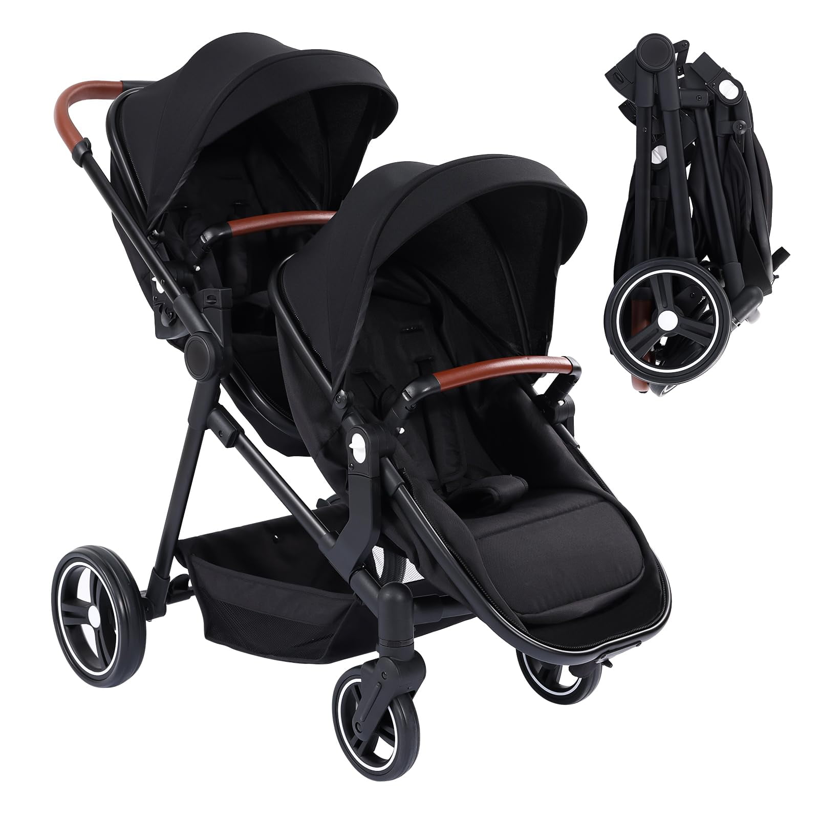 Danolapsi Twin Stroller for Infant Toddler Foldable Adjustable Backrest Large Storage Walmart