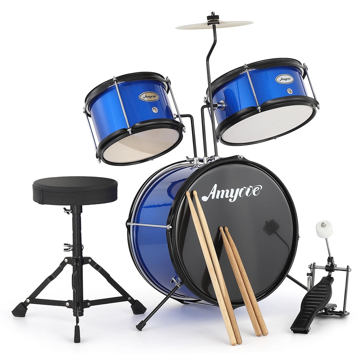 Danolapsi Drum Set for Beginners, 3-Piece Drums Set, Drum Sets with Bass Drum, 8" Suspended Cymbal, Stool, Drumsticks, Pedal