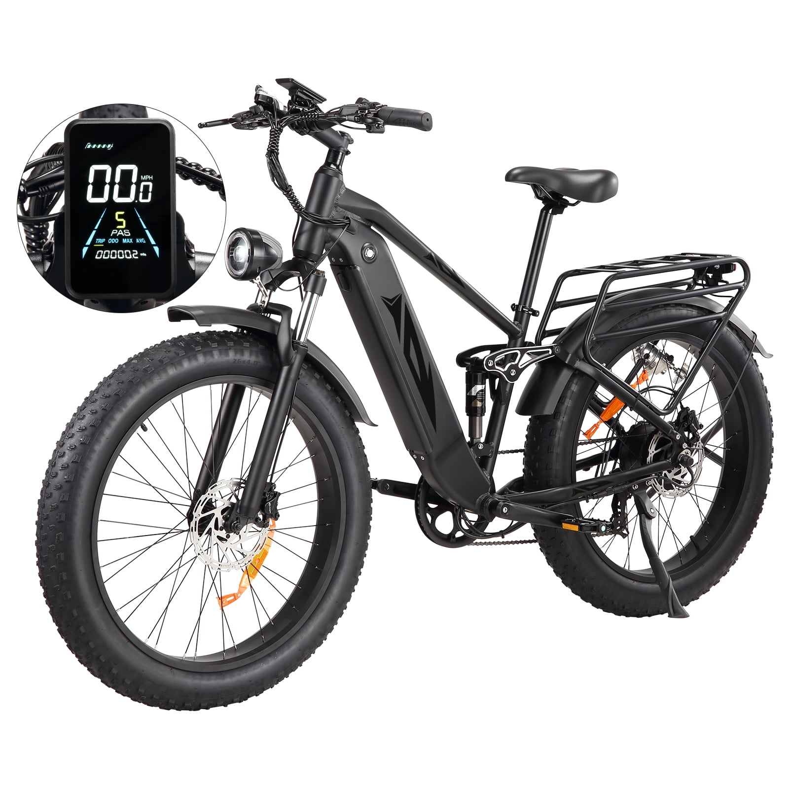 Danolapsi Electric Bike, 28MPH Mountain Bike with 1000W Brushless DC Motor,  Brake & Lockable Adjustable Front Suspension, 26" x4 Non-Slip Fat Tires & 3 Riding Modes for Mountain Riding