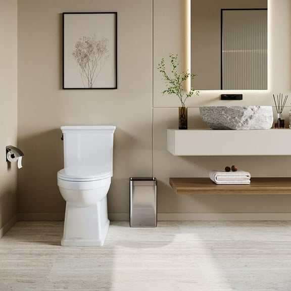 Danolapsi Elongated One Piece Toilet,Dual Flush 0.8/1.28 GPF, Comfortable Seat Height, Powerful & Quiet Modern Standard Bathroom Toilet