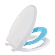 Danolapsi Blue Elongated Polypropylene Plastic 16.7 x 14.2 inches, Slow and Quiet Close Toilet Seat