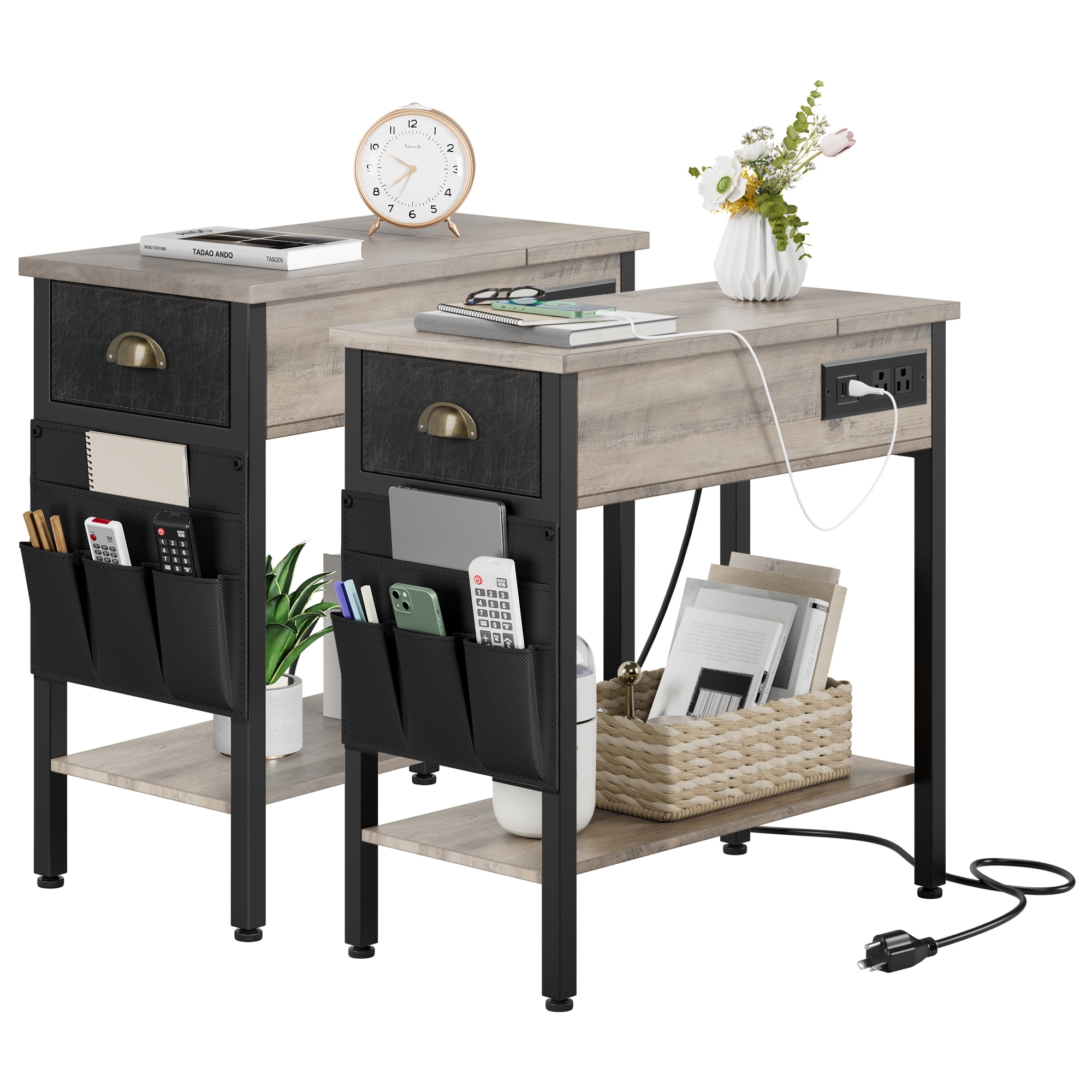 Danolapsi End Tables with Charging Station,Side Table with USB Ports