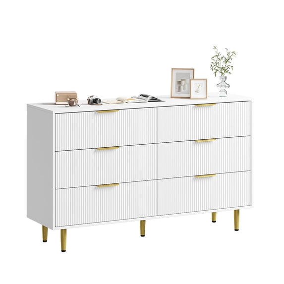 Danolapsi Fluted Dresser for Bedroom with 3 Drawers, Wooden Chest of Drawers with Metal Handle & Feet, Black Dresser for Living Room, Hallway, Bedroom