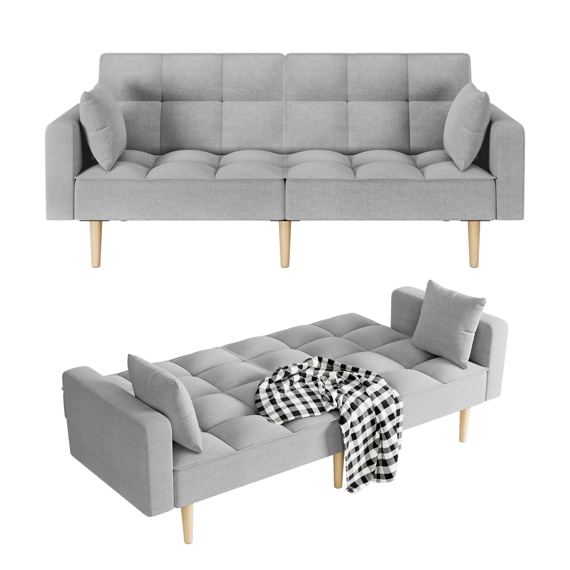 Danolapsi Futons Couch Bed,Convertible Sleeper Sofa,Modern Linen Futon