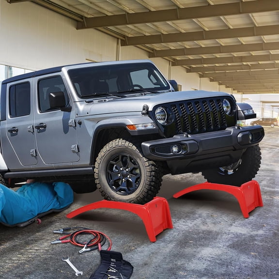 Auto Ramp Set 2 Pack Heavy Duty Car Ramp Set, 8000 lbs Auto Ramps Solid Steel Truck ...