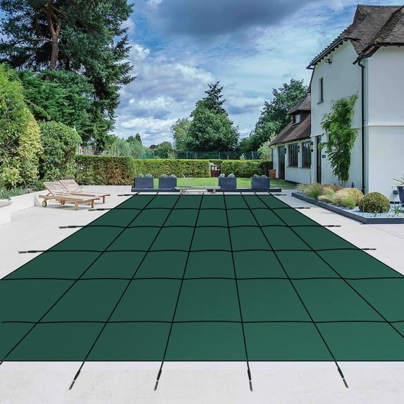 Danolapsi Inground Pool Safety Cover, 20*38FT Rectangular In Ground Pool Safety Cover, Fits 18x36ft, Safety Pool Covers Green Mesh, Triple Stitched for MAX Strength, Abrasion Resistant