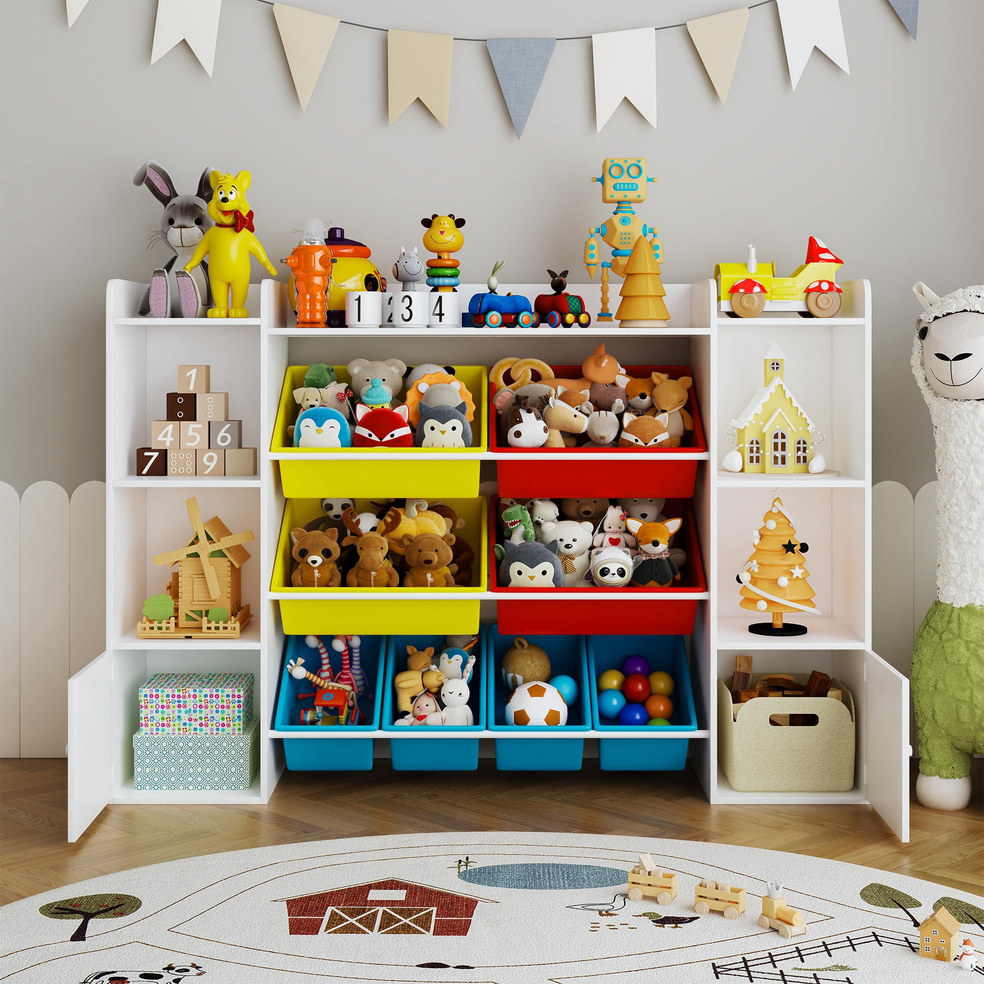 Danolapsi Kid Bookshelf and Toy Storage with 2 Storage Cubbies,Kids Toy