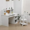 thumbnail image 1 of Danolapsi Kids Study Desk and Chair Set, White Study Table and Adjustable Chair Set with Hutch, Cork Board, Keyboard Tray, 2 Pen Holders, Children School Table, 1 of 6