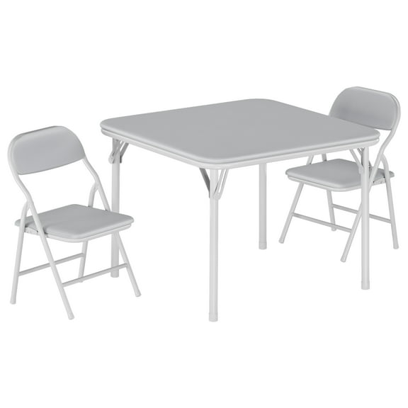 Danolapsi Kids Table and 2 Chairs Set, Folding Table and Chairs Set with Backrest,PU Leather & Steel Frame, Children's Furniture with Round Corners & Anti Sluip Foot Cap for Homes/Classrooms/Daycares