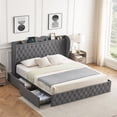 thumbnail image 1 of Danolapsi 46.1" Velvet Upholstered Platform Bed Frame, King, 1 of 8