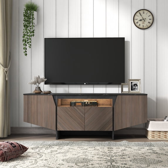 Danolapsi LED TV Stand,Modern Gaming Entertainment Center with Cabinet TV Corner Media Console for Living Room Bedroom Office