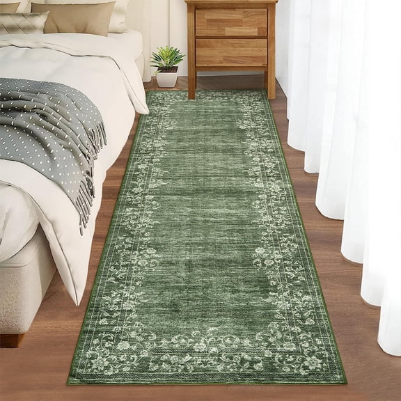 Danolapsi Large Living Room Rug,Washable Rug,Farmhouse Floral Print Accent Carpet Non-Slip Soft Rugs for Bedroom Stain-Resistant Distressed Floor Cover for Dining Room Home Office