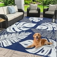 thumbnail image 1 of Danolapsi Large Outdoor Rug,8*12ft Waterproof Plastic Straw Rug, Modern Tropics Palm Leaves Camping Rug for Patio, Reversible Mat for Outside Patio RV Porch Deck Balcony, 1 of 8