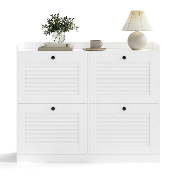 Danolapsi Large Shoe Storage Cabinet with 4 Flip Drawers,Narrow Hidden Shoe Storage Cabinet for Entryway with Wooden Legs,Freestanding Hidden Shoe Rack Organizer for Hallway,Bedroom,Living Room