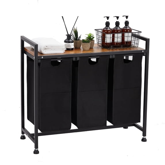 Danolapsi Laundry Sorter 4 Sections,Laundry Hamper with Shelf,Laundry Basket with Wheels,Cloest Storage and Organization,Clothes hamper with Table,Rolling Cart,for Bathroom,Bedroom,Restroom,Black