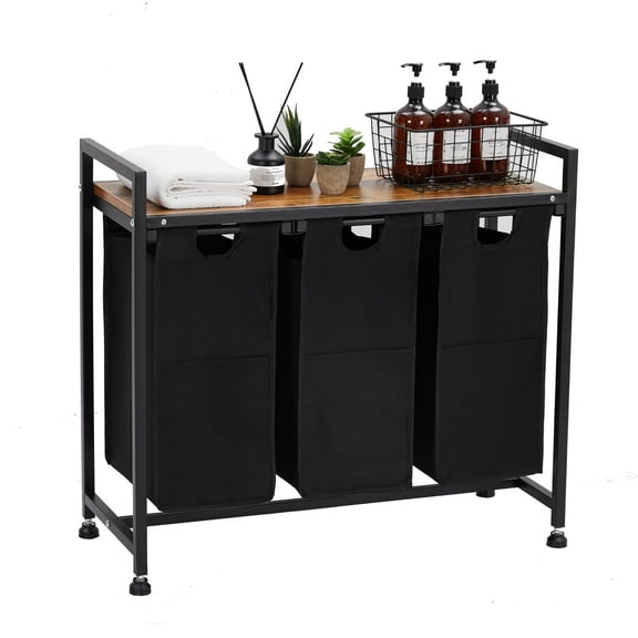 Danolapsi Laundry Sorter 4 Sections,Laundry Hamper with Shelf,Laundry Basket with Wheels,Cloest Storage and Organization,Clothes hamper with Table,Rolling Cart,for Bathroom,Bedroom,Restroom,Black