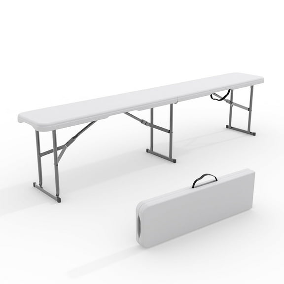 Danolapsi Metal Folding Bench,6 FT Portable Outdoor Picnic Bench, Camping Seat with Smooth HDPE Top for Gardens, Sports, and Parties