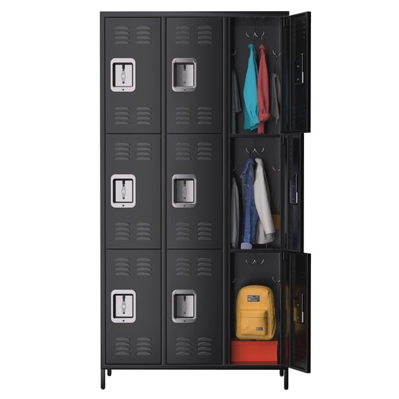 Danolapsi Metal Storage Locker with 9 Doors Cabinet, Metal Lockers for Employees with 27 Hooks and 9 Shelves, 72 Inch Tall Steel Storage Cabinet Locker for Home, Office, Gym, School