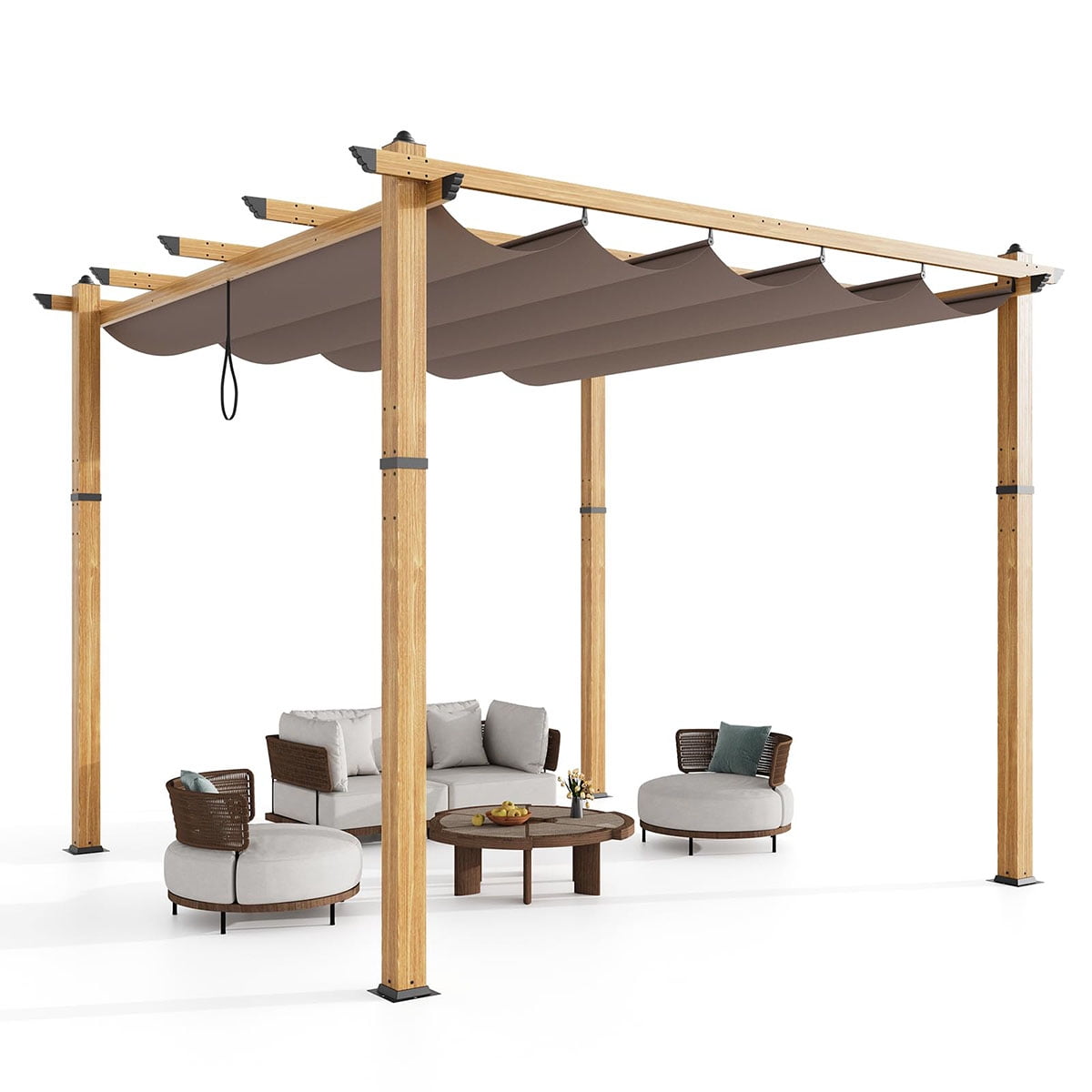 Danolapsi Outdoor Pergola 10 x 10ft Aluminum Pergola, Outdoor Shelter Modern Design with Adjustable Roof Sun Shade Pavilion Grape Trellis Grill Gazebo for Gardens, Patios, Garden Yard, Poolside, Deck
