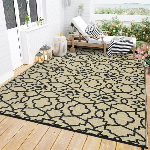 Danolapsi Outdoor Rug,5x8 Waterproof Rug Foldable Reversible Plastic Straw Area Rugs Portable, Outdoor RV Camping Rug, Garden, Balcony, Picnic, Beach