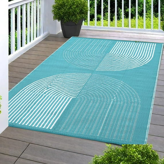 Danolapsi Outdoor Rug 6x9,Waterproof Mat,Modern Plastic Straw Rug Large Outdoor Rug for Patio Waterproof Reversible Rug Outside Camping Rug for RV Deck Backyard Balcony