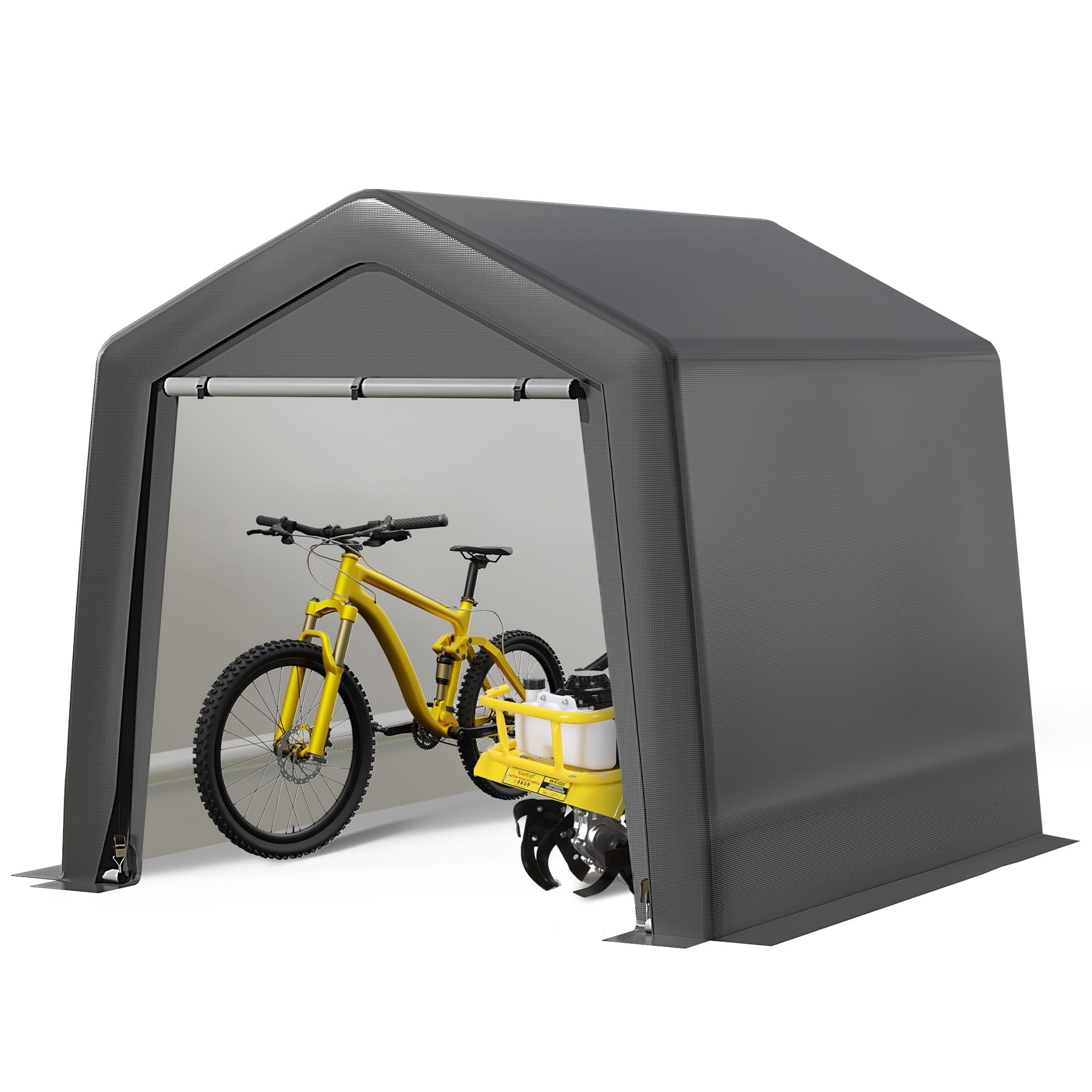 Outsunny 6x8ft Outdoor Storage Shed - Waterproof, Heavy Duty, Portable Dark Gray