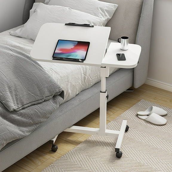 Danolapsi Overbed Table with Wheels Adjustable Height, Movable Disabled Table for Eating, Hospital Over Bed Table, Over Bed Sofa End Table Desk with Tray Rolling Computer Desk Cart
