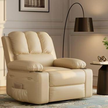 Danolapsi Oversized 27" Recliner Chairs with Heat and Massage - 360° Swivel Lazy Recliner Chair for Adults- Manual Rocking Chair with Cup Holder for Living Rooms, Bedrooms and Nurseries