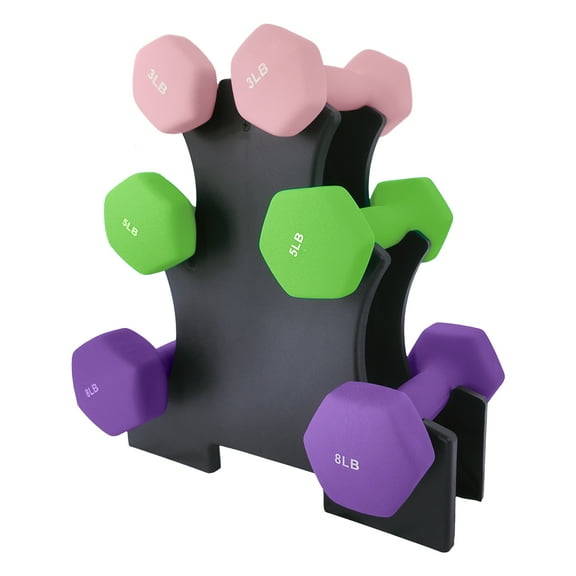 Danolapsi PVC Coated Dumbbell Set, Hexagon Weights Dumbbells Set with Rack/Box, Packed in Pairs, Anti-Slip, Multiple Weight Options, Workout Equipment for Home Gym