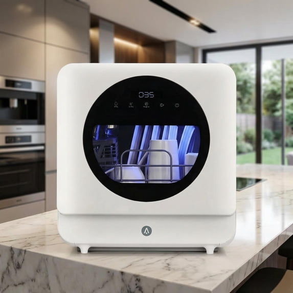 Danolapsi Portable Countertop Dishwasher, 2 Water Inlet Methods, Low Noice, Strong Hot Air Drying, 6 Washing Programs Compact Countertop Dishwasher for Home, Apartments, RVs,No Hookup Needed