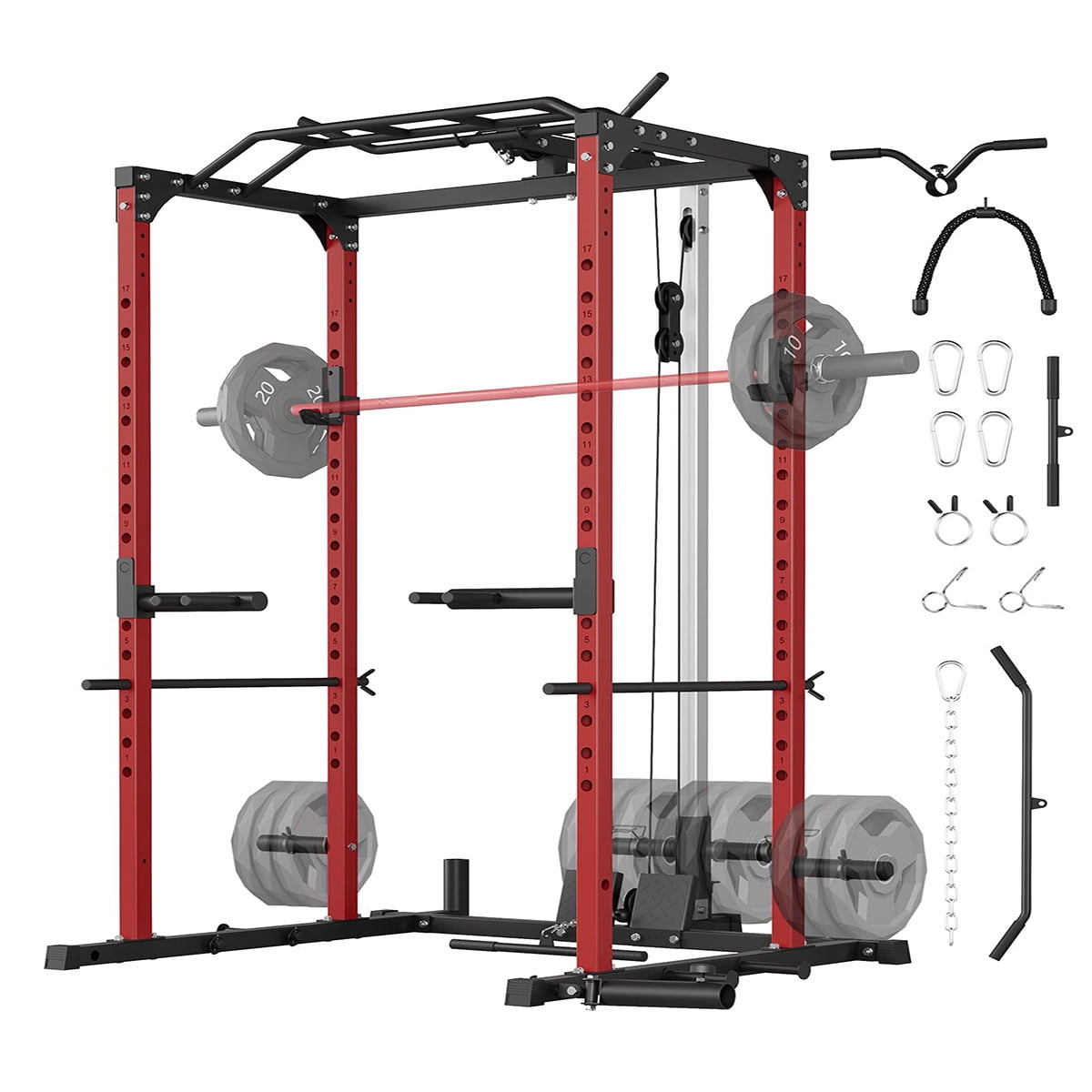 Danolapsi Power Cage,Multi-Functional Power Racks for Home Gym with Cable Crossover System,1600LBS Weight Capacity Fitness Squat Rack for Strength Workout with More Training Attachment（ship in 2 boxes
