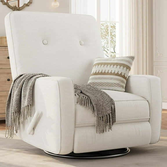 Danolapsi Recliner Chairs,Swivel Rocker Recline,Recliner Chair for Adults, 360°Swivel Glider Rocking Chair for Living Room, Bedroom, Office, RV, Small Spaces, Linen（ship in 2 boxes）
