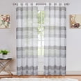thumbnail image 1 of Danolapsi Sheer Window Curtains Horizontal Striped Curtains Balance Privacy & Light ,Grommet Top Elegant Vertical Voile Textured Window Dressings For Door Bedroom Living Room, 1 of 9