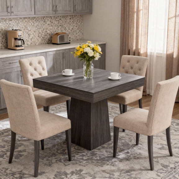 Danolapsi Square Dining Table for 4, 31.5" Farmhouse Dinner Table, Small Dining Room Tables, Wooden Kitchen Tables with Pedestal Base for Kitchen, Living Room, Cafe, Apartment, Small Spaces