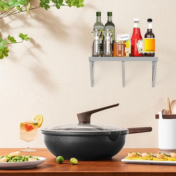 Danolapsi Stainless Steel Wall Shelf NSF Commercial Wall-Mounted Shelving Appliance & Equipment Metal Shelving With a Backsplash and Two Brackets for Kitchen Restaurant Garage Laundry Utility Room