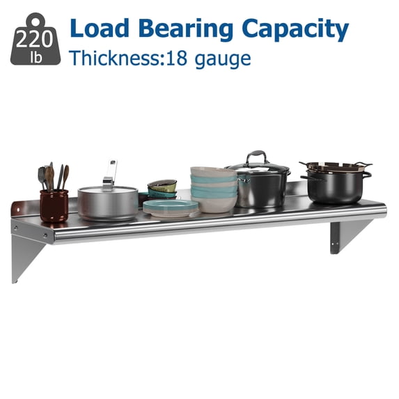 Danolapsi,Stainless steel shelf with backplate 12 "x 72", 260 pounds, certified by the National Science Foundation for use in restaurants, laundry rooms, kitchens, and garages
