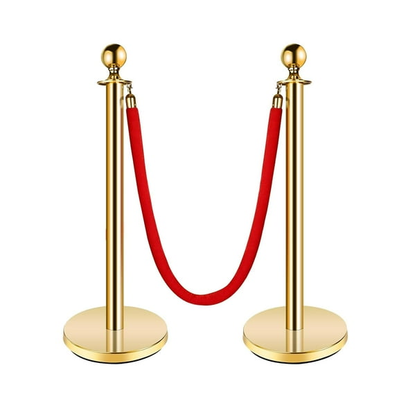 Danolapsi Stanchion Post with Velvet Rope,Crowd Control Barriers,VIP Stanchion Queue Pole Barrier Posts,Red Carpet Stanchion Set,Used for Theaters,Parties,Wedding,Exhibition,Gold