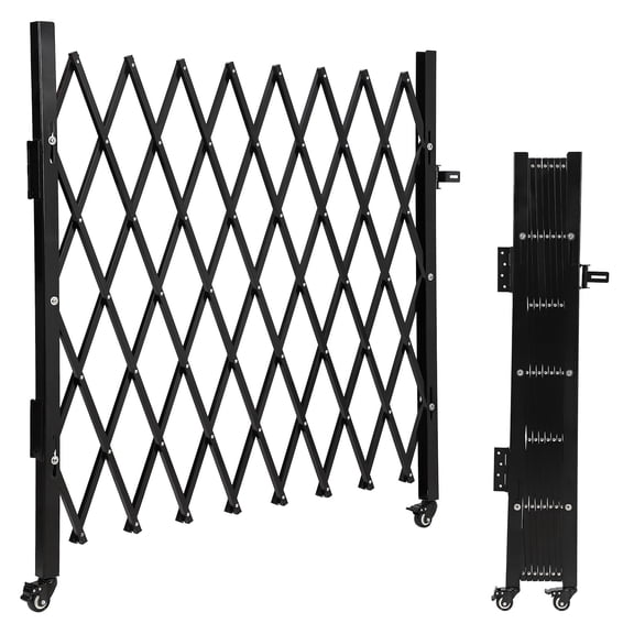 Danolapsi Steel Expandable Fence Gate Portable Flexible Single Folding Security Gate With 360°Rolling Wheel Adjustable MobileSafety Barrier Pet Fence Gate For Courtyards Garages Gardens
